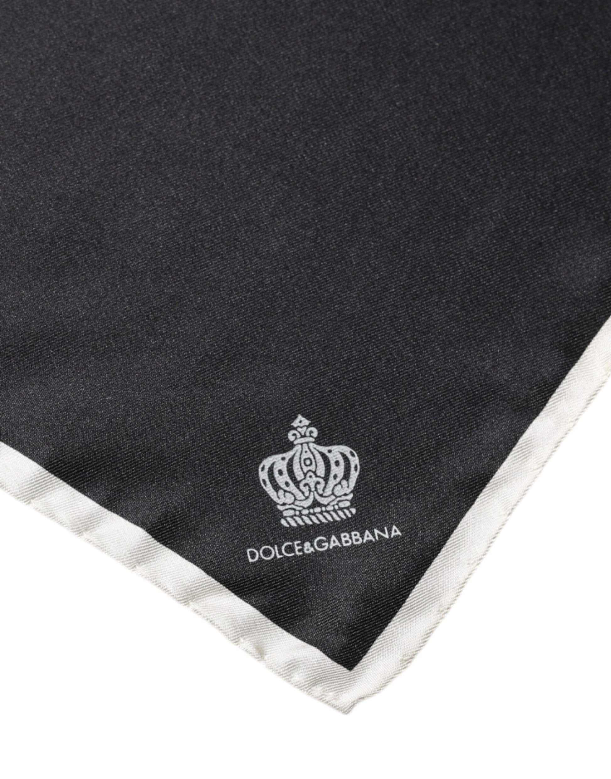 Black Crown Logo Square Handkerchief Scarf-Dolce & Gabbana-LabelTerrace.com