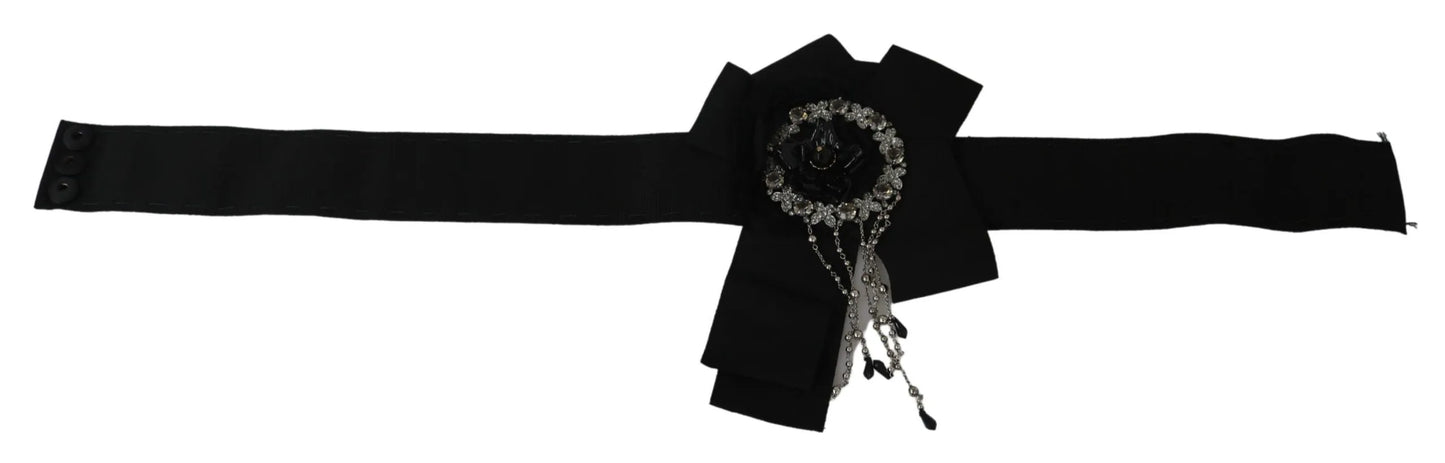 Black Crystal Brooch Wide Wai SATORIA Belt-Dolce & Gabbana-LabelTerrace.com