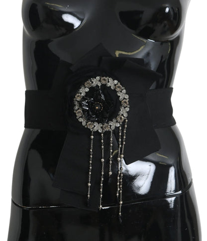 Black Crystal Brooch Wide Wai SATORIA Belt-Dolce & Gabbana-LabelTerrace.com