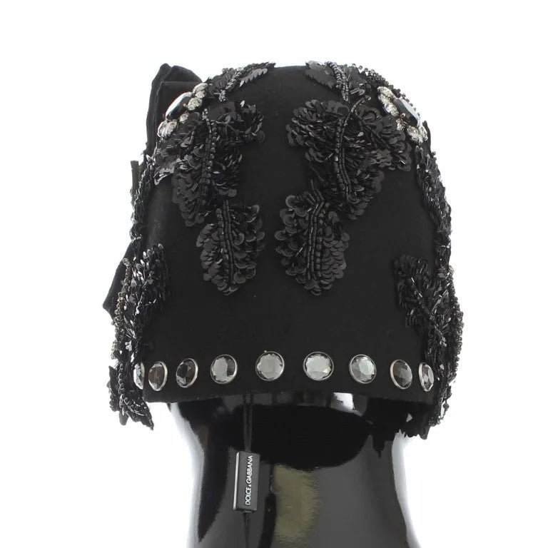 Black Crystal Gold Cherries Brooch Hat-Dolce & Gabbana-LabelTerrace.com