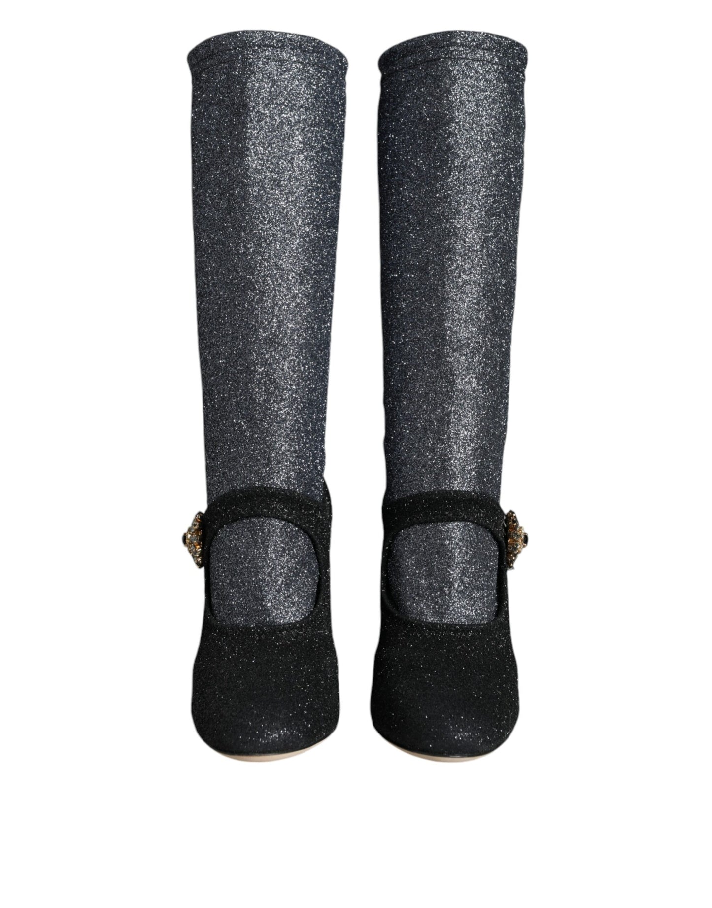 Black Crystal Mary Janes Booties Shoes-Dolce & Gabbana-LabelTerrace.com