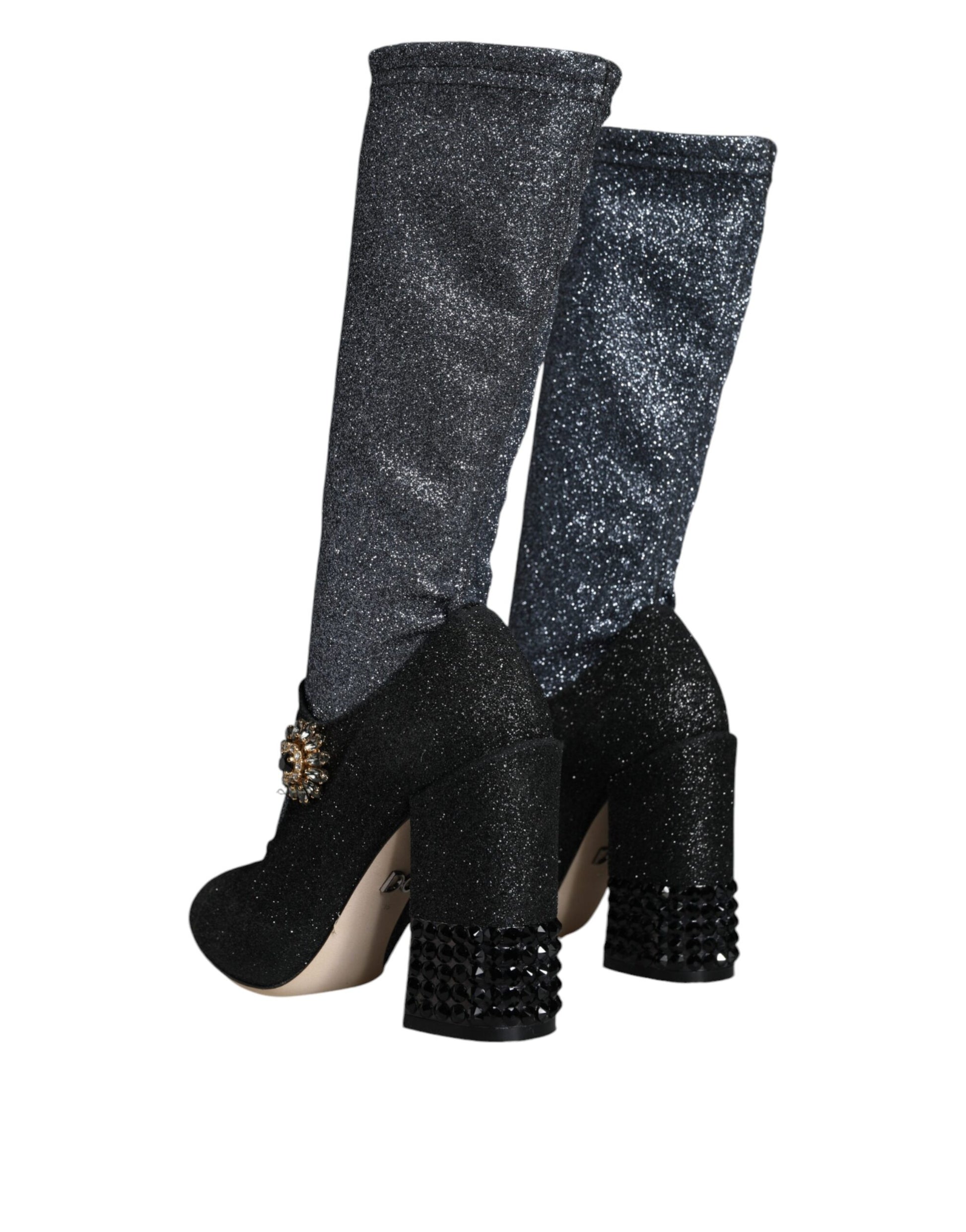Black Crystal Mary Janes Booties Shoes-Dolce & Gabbana-LabelTerrace.com