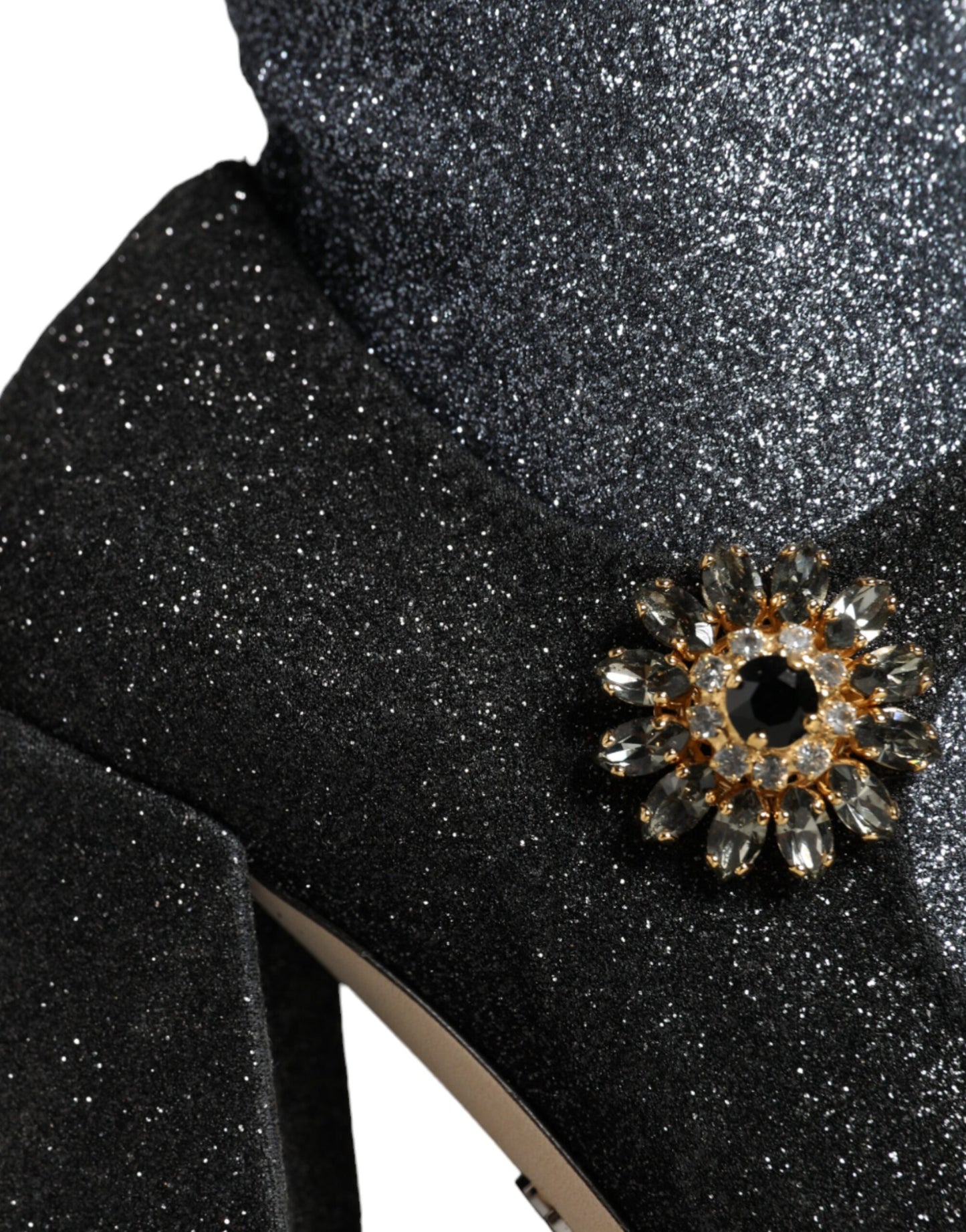 Black Crystal Mary Janes Booties Shoes-Dolce & Gabbana-LabelTerrace.com