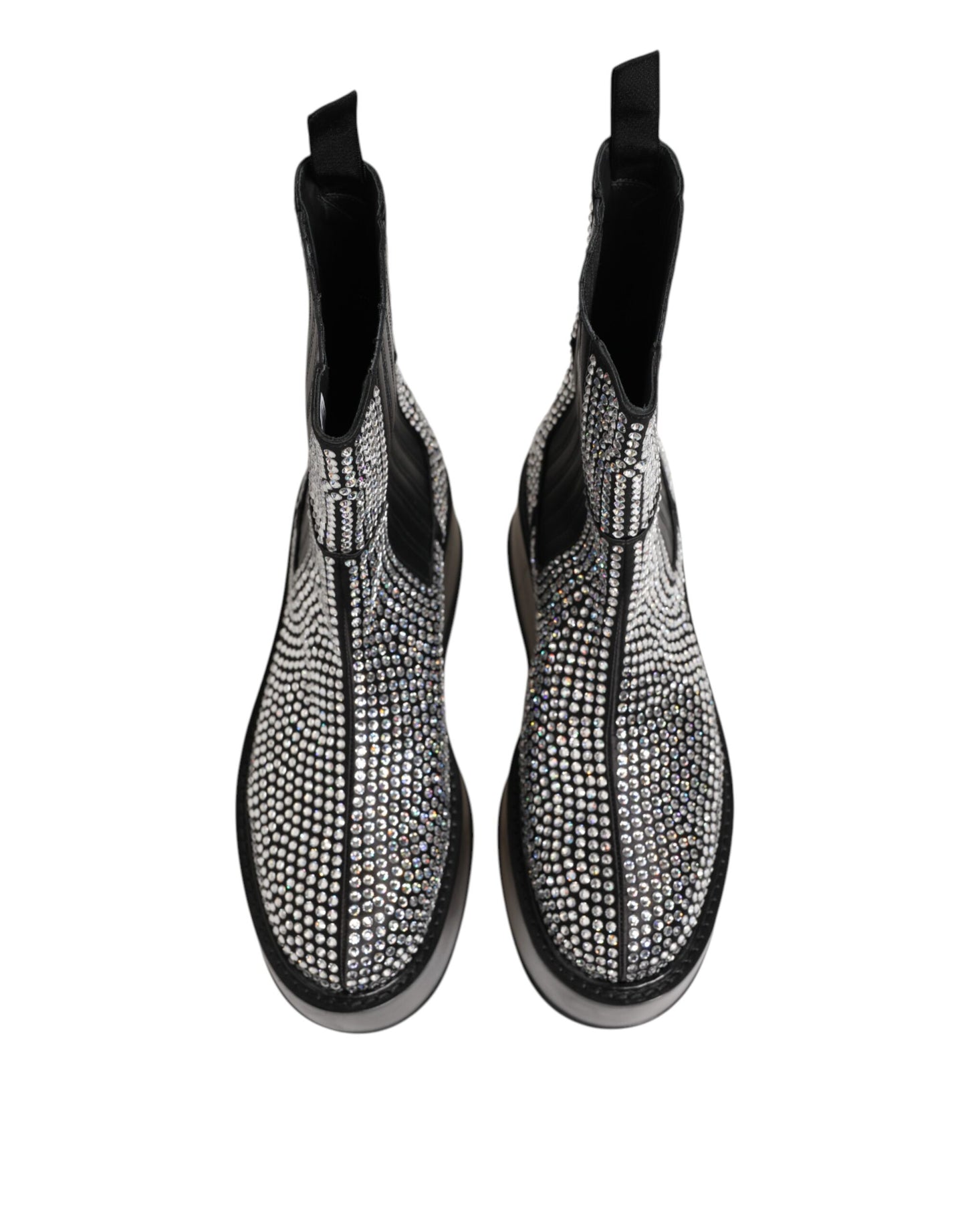 Black Crystal Strass Mid Calf Short Boots Shoes