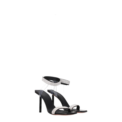Black Crystals Stiletto Heel Sandals-Amina Muaddi-LabelTerrace.com