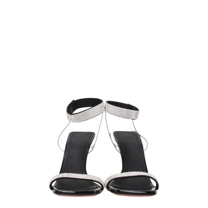Black Crystals Stiletto Heel Sandals-Amina Muaddi-LabelTerrace.com