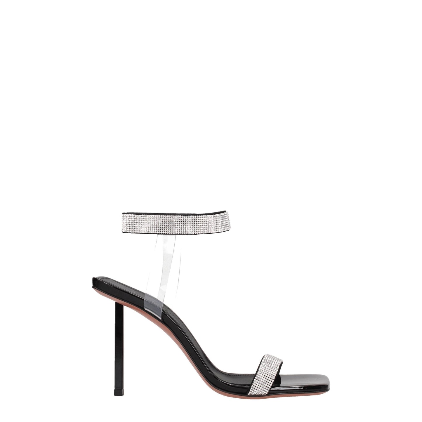 Black Crystals Stiletto Heel Sandals-Amina Muaddi-LabelTerrace.com