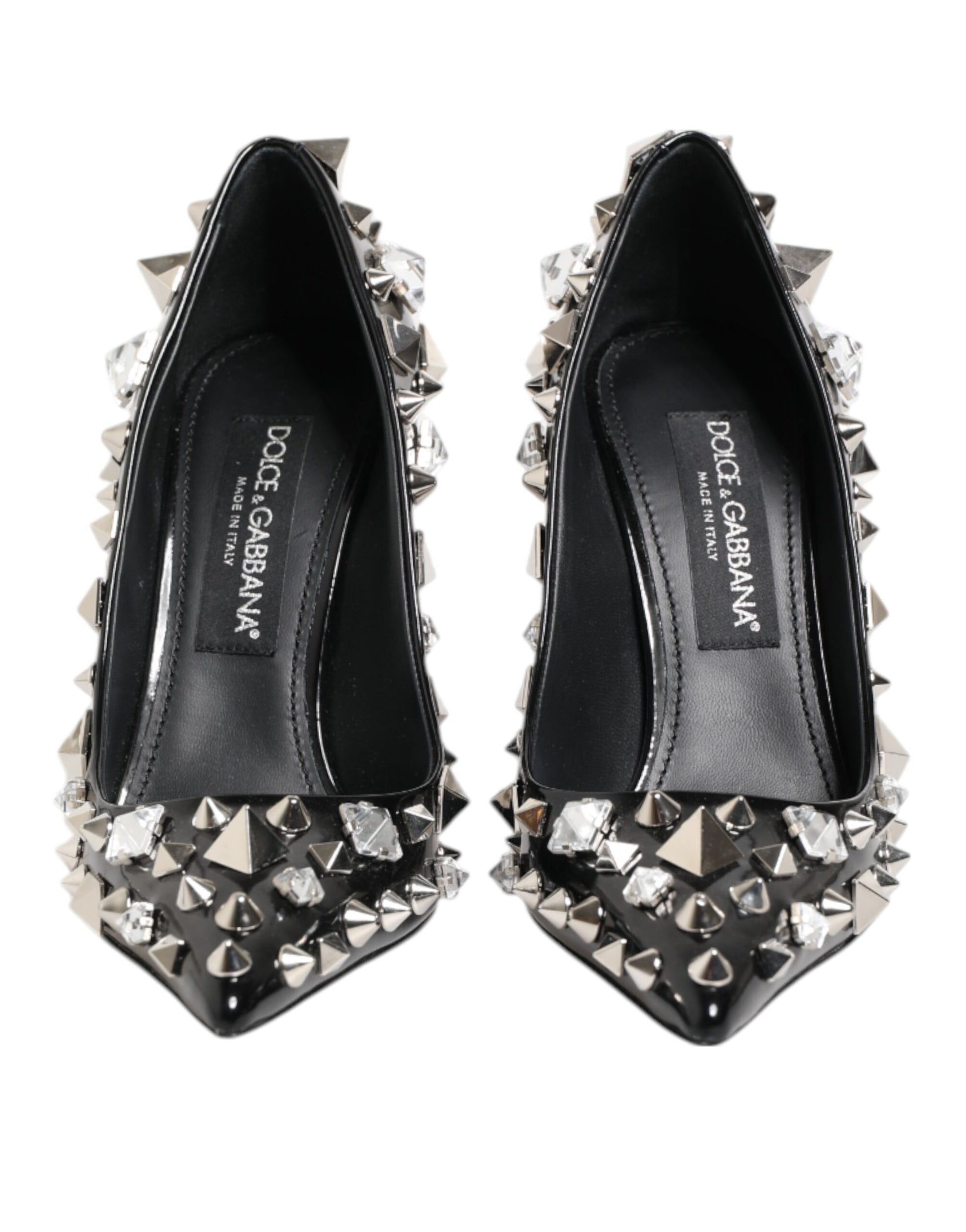 Black Crystals Studs Stiletto Pumps Shoes-Dolce & Gabbana-LabelTerrace.com