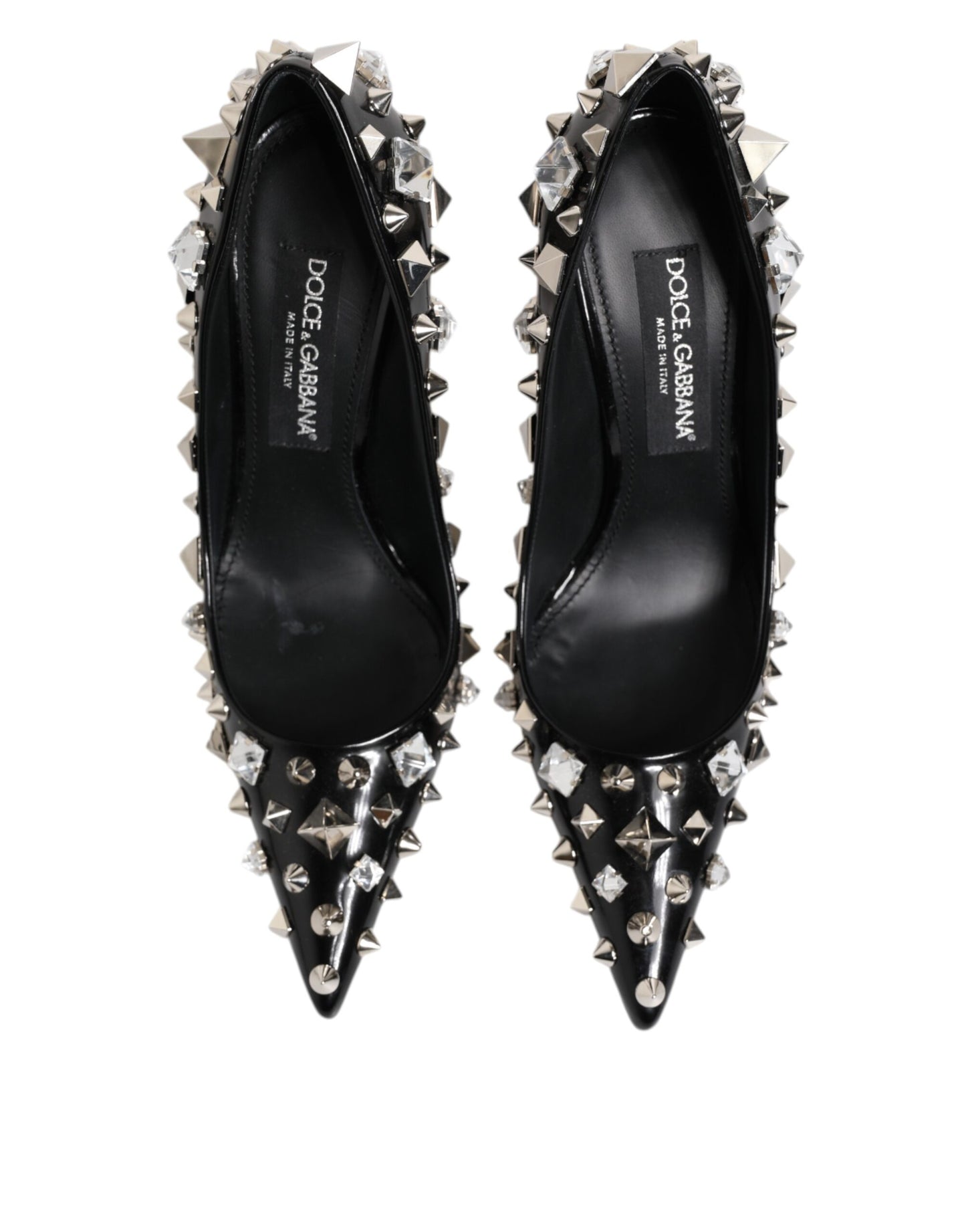 Black Crystals Studs Stiletto Pumps Shoes-Dolce & Gabbana-LabelTerrace.com