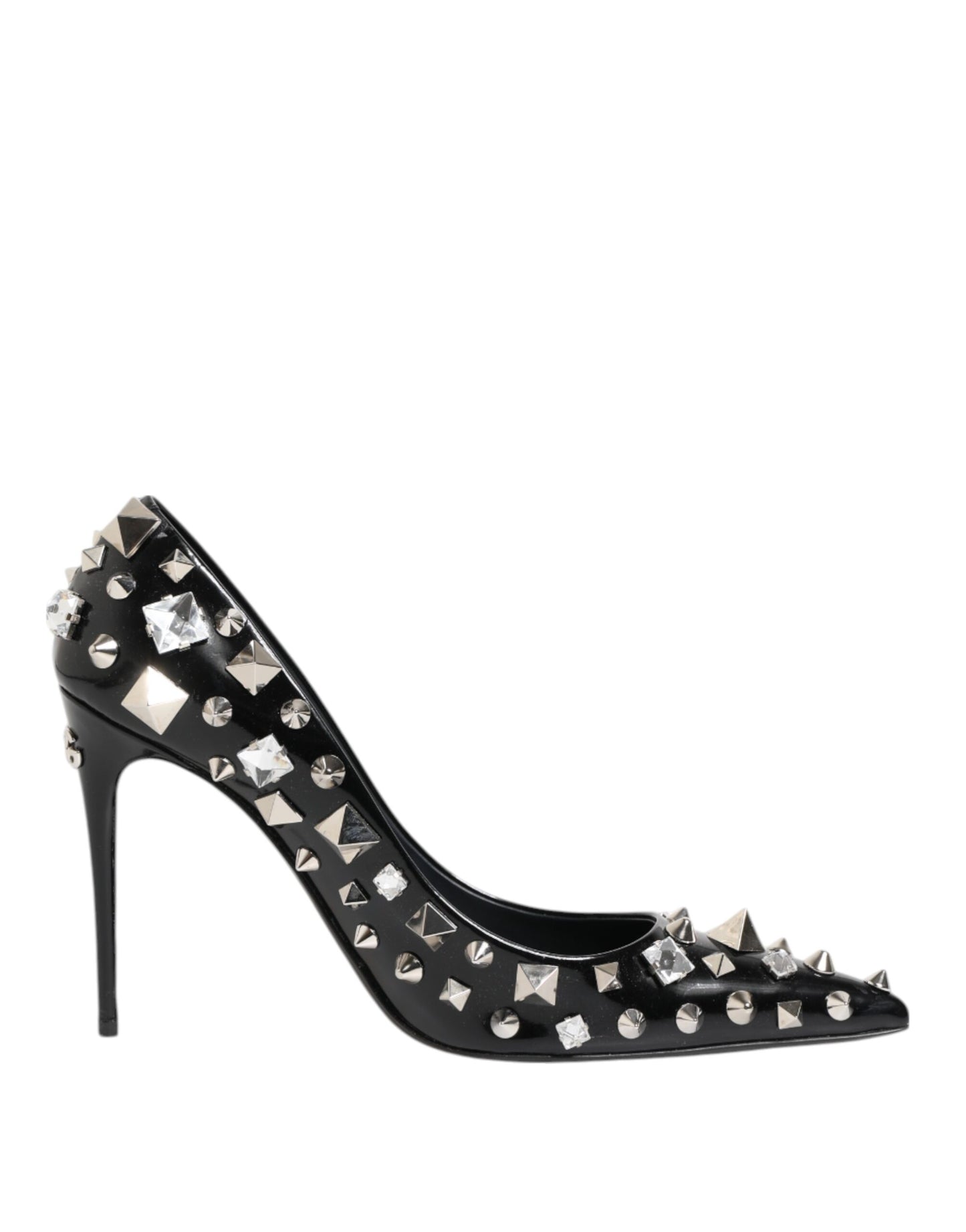 Black Crystals Studs Stiletto Pumps Shoes-Dolce & Gabbana-LabelTerrace.com