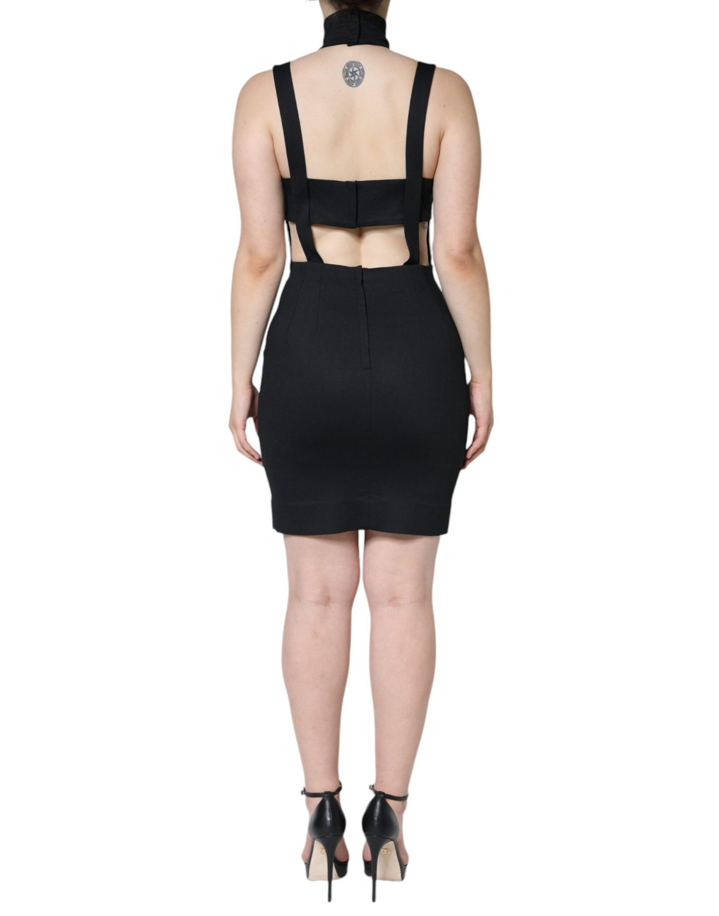 Black Cut Out Sleeveless Bodycon Mini Dress-Dolce & Gabbana-LabelTerrace.com