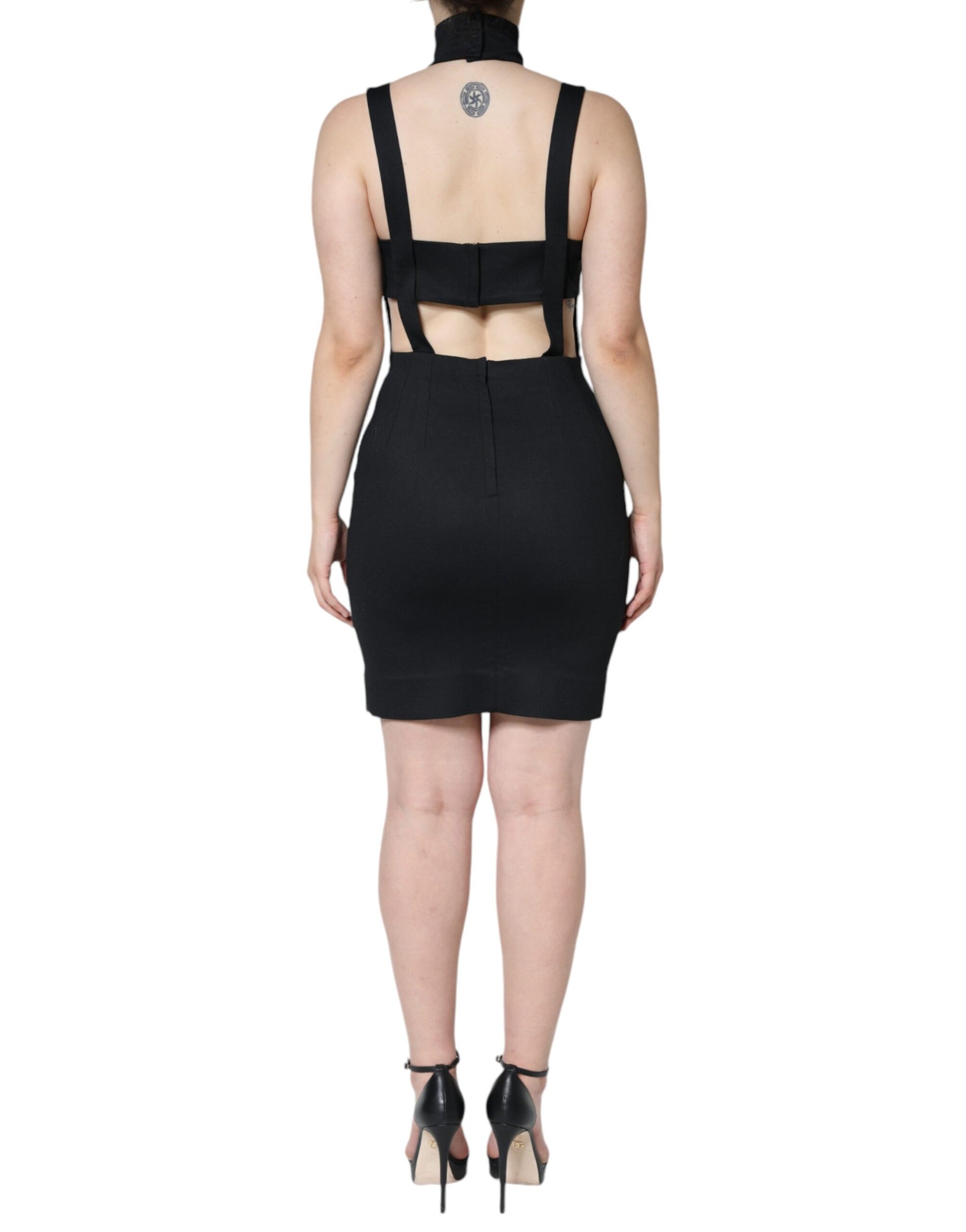 Black Cut Out Sleeveless Bodycon Mini Dress-Dolce & Gabbana-LabelTerrace.com