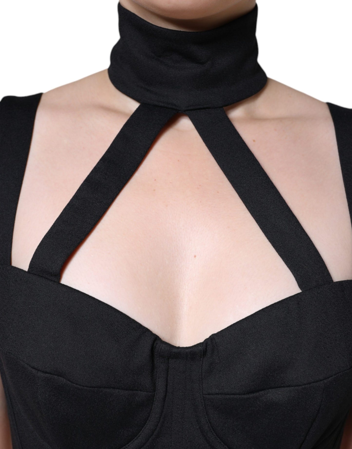 Black Cut Out Sleeveless Bodycon Mini Dress-Dolce & Gabbana-LabelTerrace.com