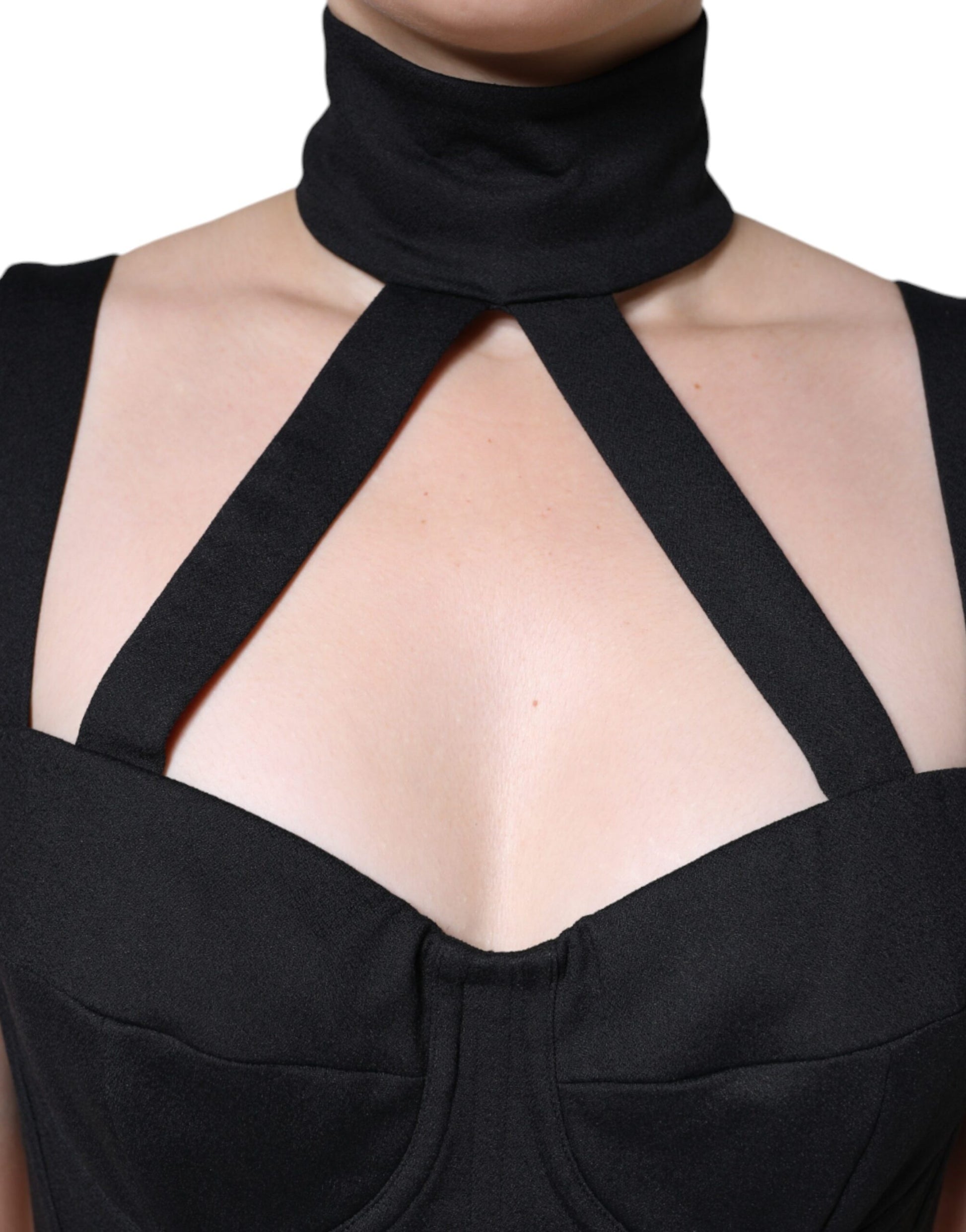 Black Cut Out Sleeveless Bodycon Mini Dress-Dolce & Gabbana-LabelTerrace.com