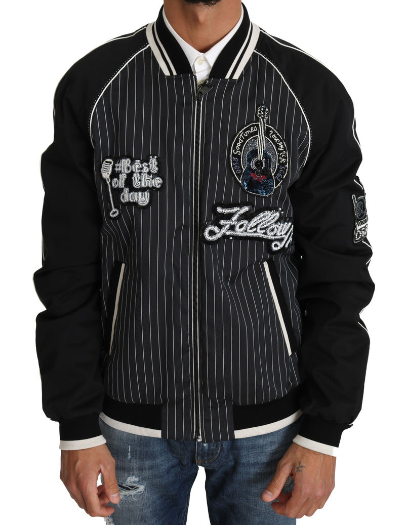 Black DD58 SG62 Sequined Beaded Jacket-Dolce & Gabbana-LabelTerrace.com