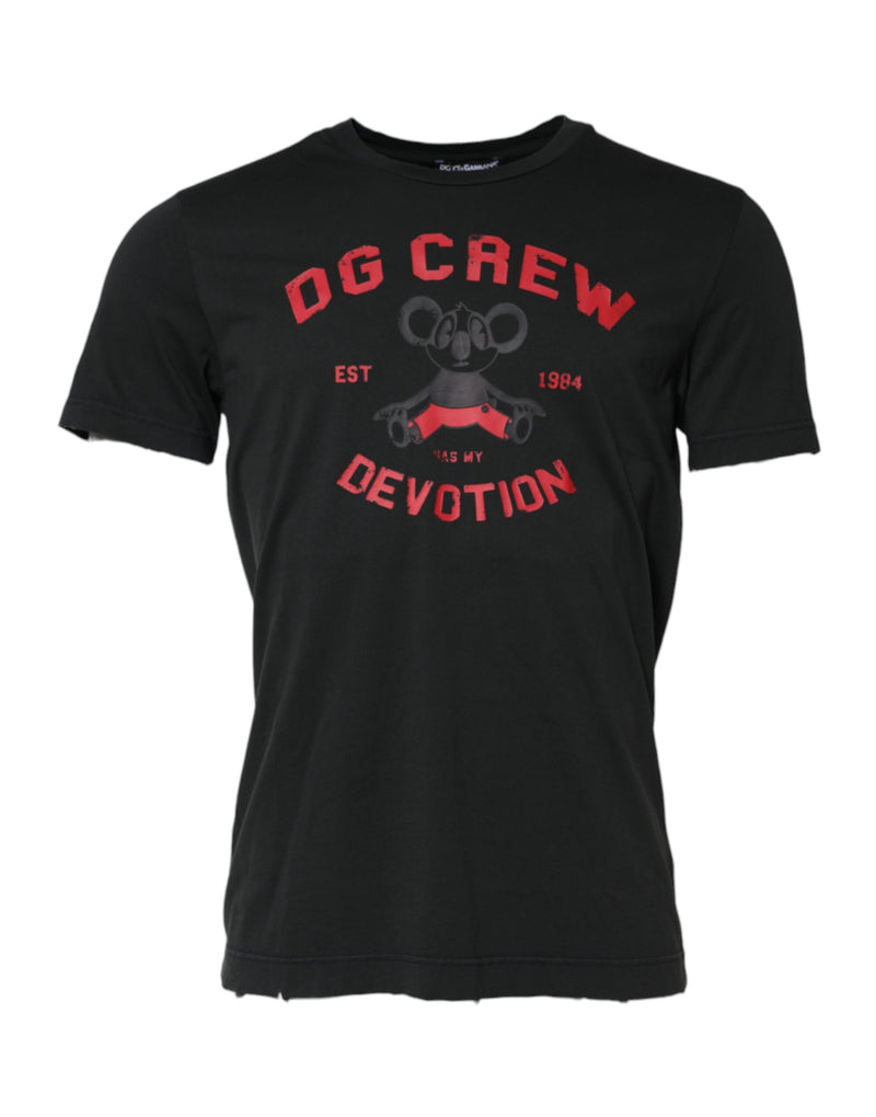 Black DG Crew Devotion Cotton Crew Neck T-shirt-Dolce & Gabbana-LabelTerrace.com