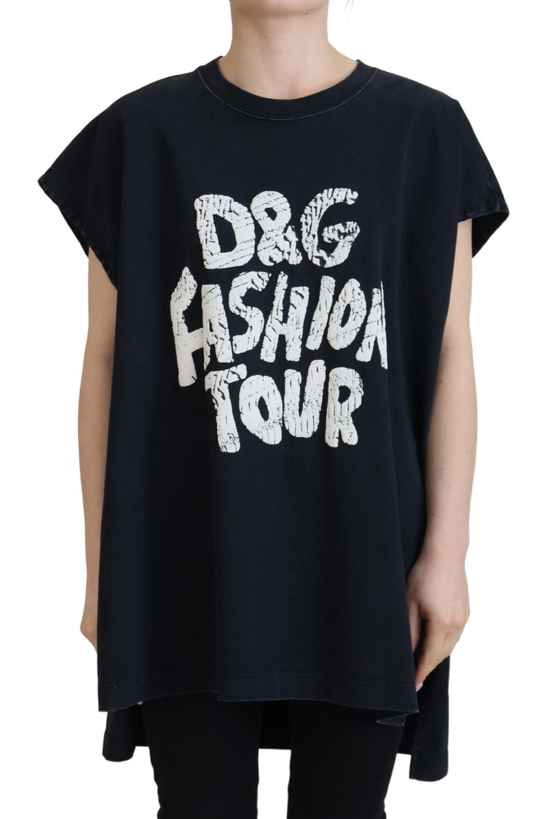 Black D&G Fashion Round Neck Cotton T-shirt-Dolce & Gabbana-LabelTerrace.com