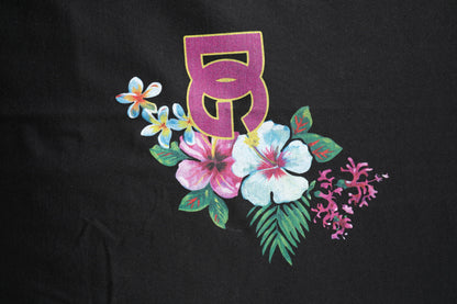 Black DG Floral Print Crew Neck T-shirt-Dolce & Gabbana-LabelTerrace.com