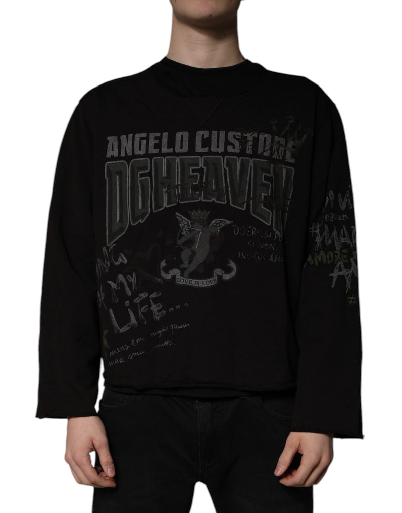 Black DG Heaven Crew Neck Pullover Sweater-Dolce & Gabbana-LabelTerrace.com