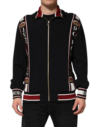 Black DG King Full Zip Sweatshirt Sweater-Dolce & Gabbana-LabelTerrace.com