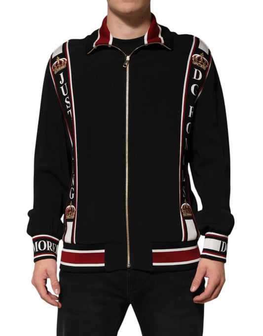 Black DG King Full Zip Sweatshirt Sweater-Dolce & Gabbana-LabelTerrace.com