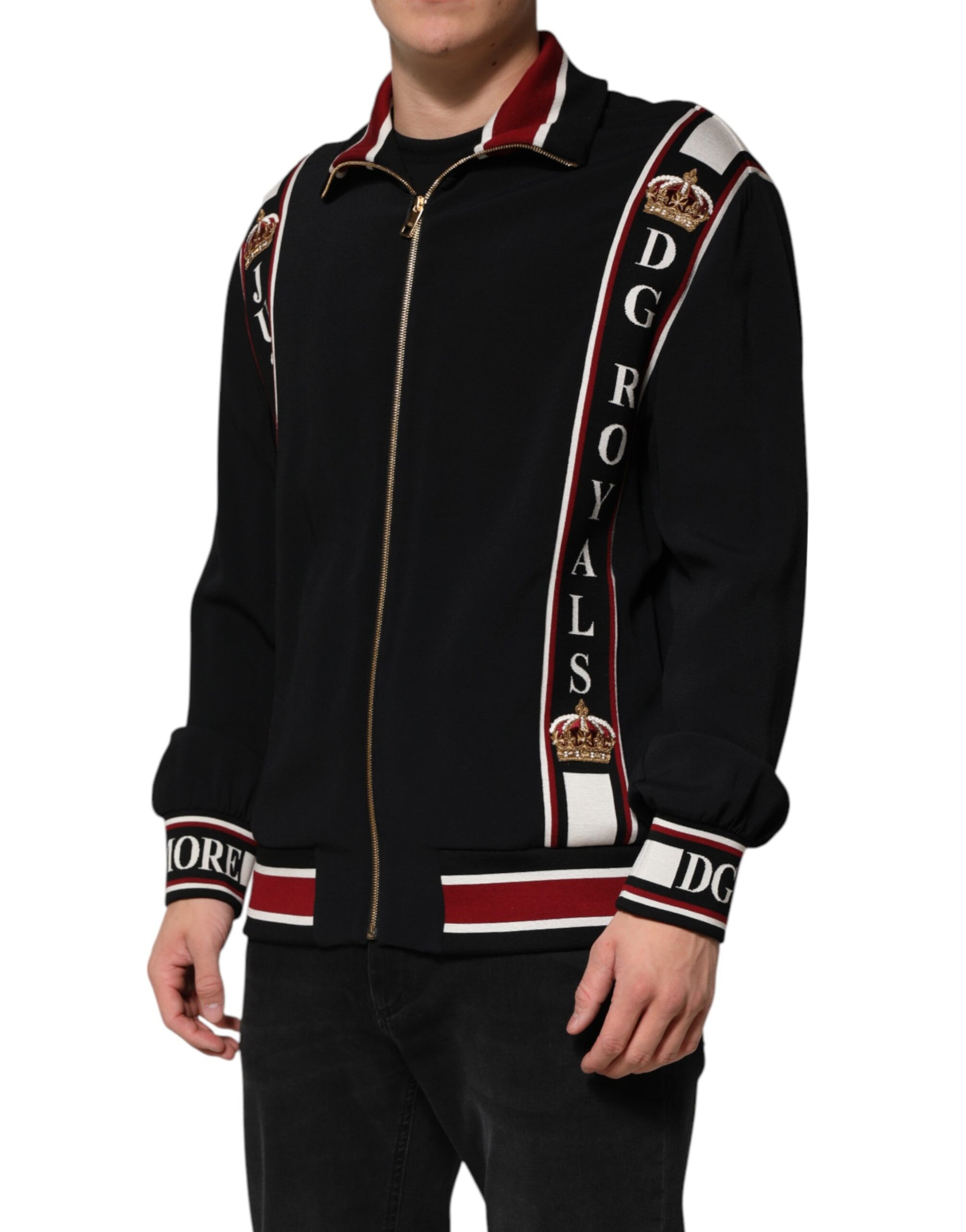 Black DG King Full Zip Sweatshirt Sweater-Dolce & Gabbana-LabelTerrace.com