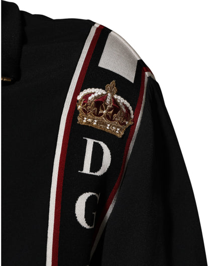 Black DG King Full Zip Sweatshirt Sweater-Dolce & Gabbana-LabelTerrace.com