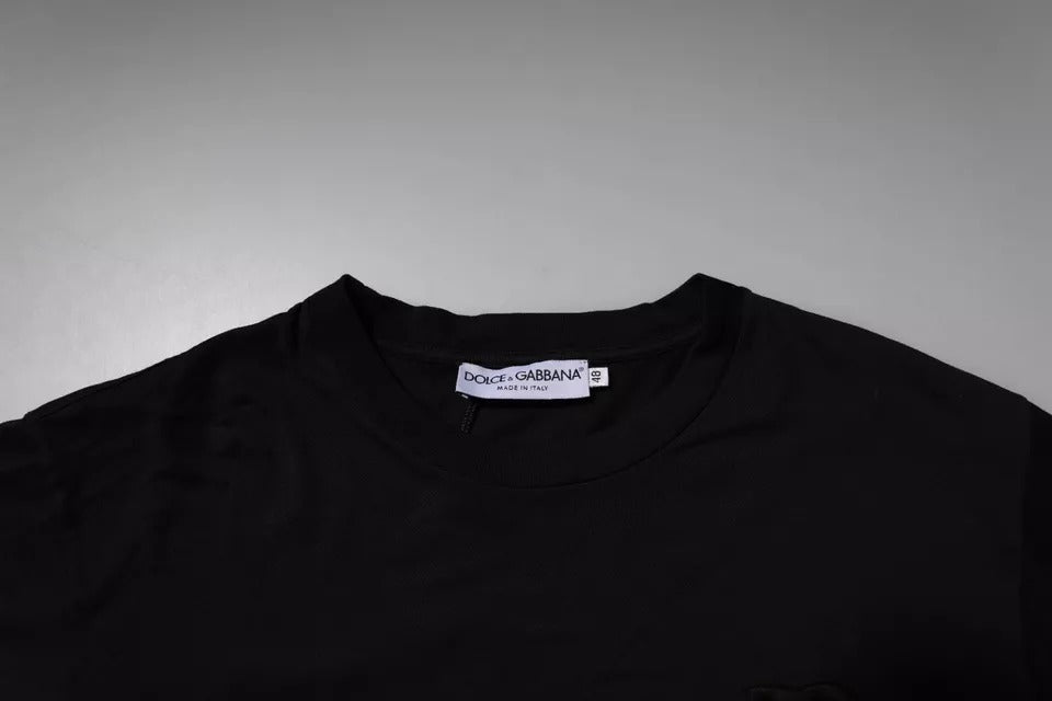 Black DG Logo Cotton Crew Neck T-shirt-Dolce & Gabbana-LabelTerrace.com