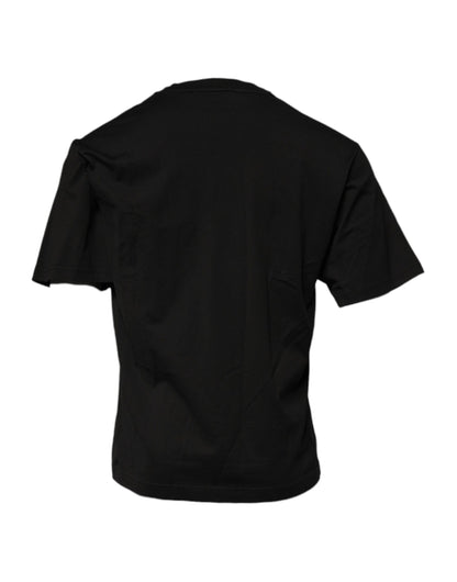 Black DG Logo Cotton Crew Neck T-shirt-Dolce & Gabbana-LabelTerrace.com
