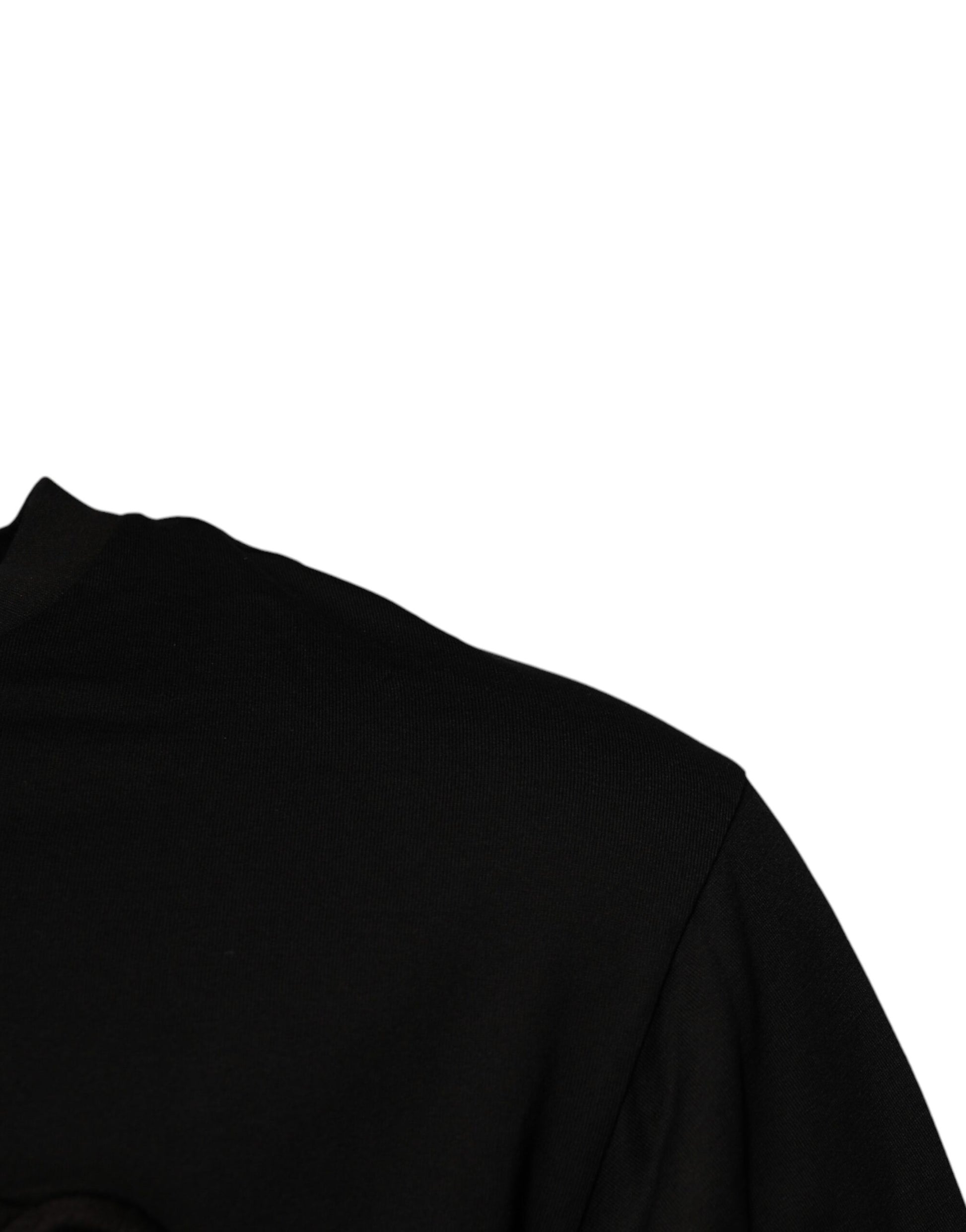 Black DG Logo Cotton Crew Neck T-shirt-Dolce & Gabbana-LabelTerrace.com