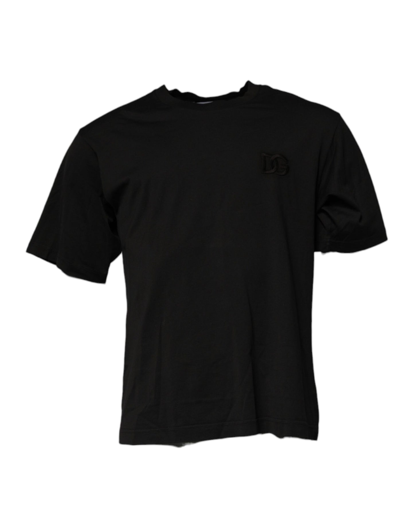 Black DG Logo Cotton Crew Neck T-shirt-Dolce & Gabbana-LabelTerrace.com