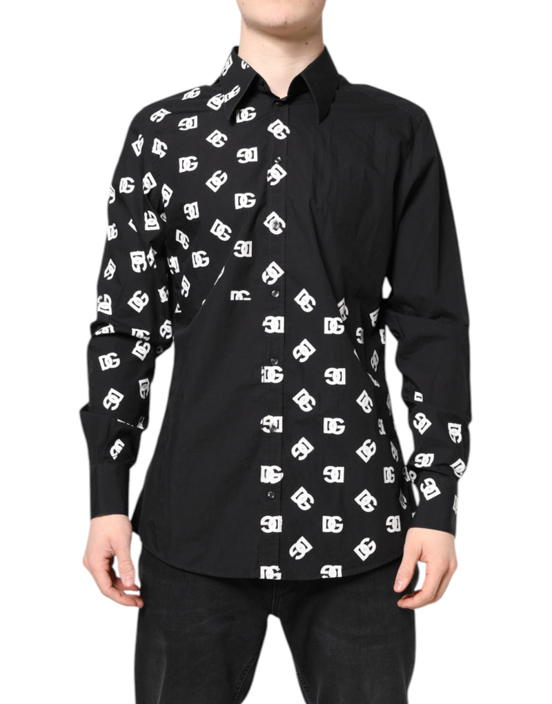 Black DG Logo Cotton MARTINI Dress Shirt-Dolce & Gabbana-LabelTerrace.com
