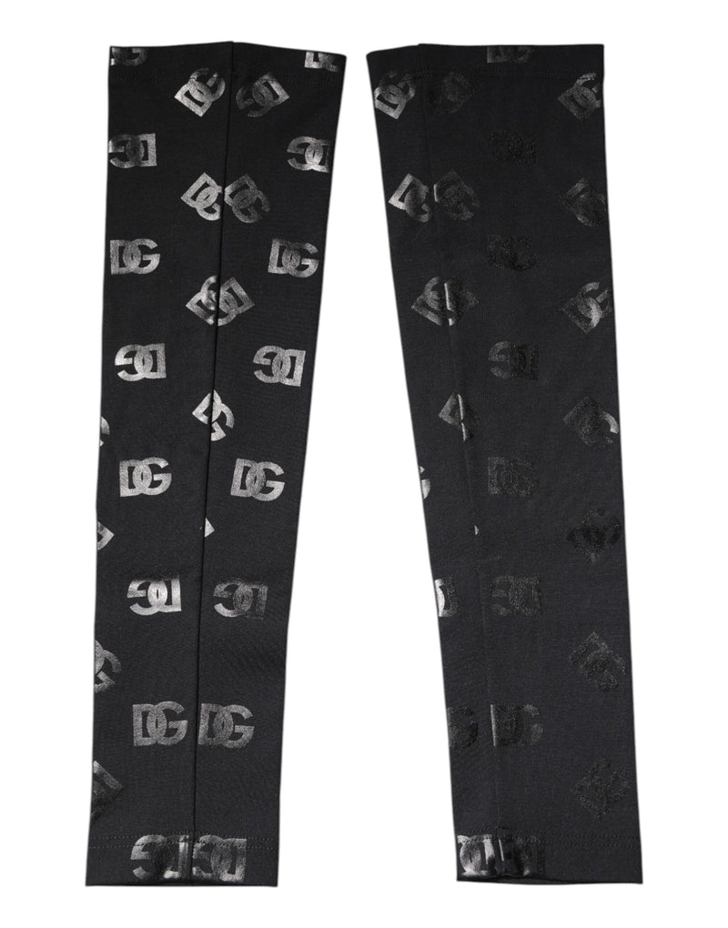 Black DG Logo Monogram Wool Stretch Arm Sleeves-Dolce & Gabbana-LabelTerrace.com