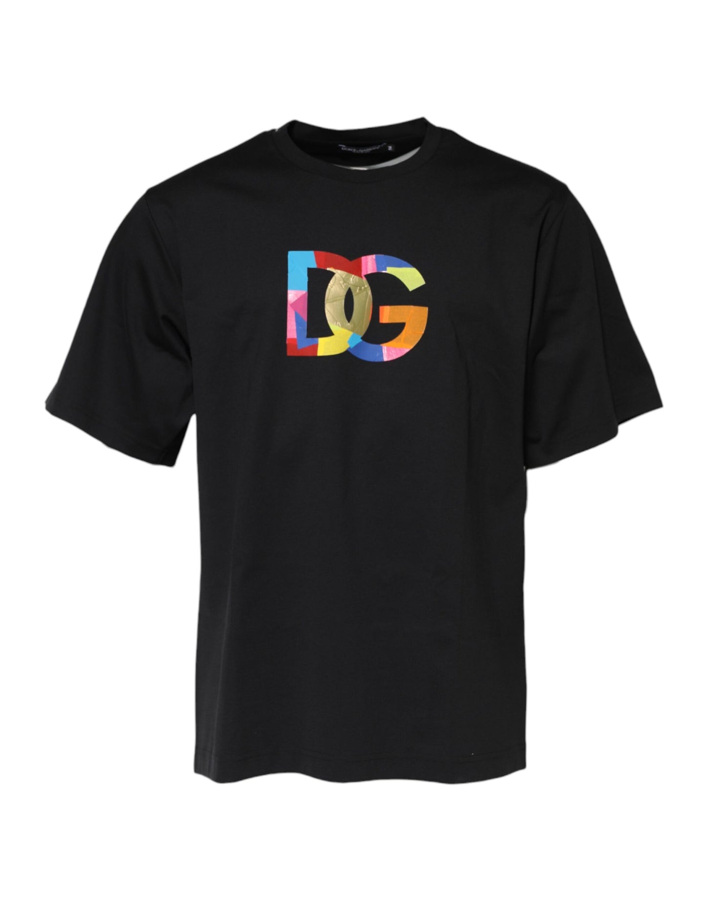 Black DG Logo Print Cotton Crew Neck T-shirt-Dolce & Gabbana-LabelTerrace.com