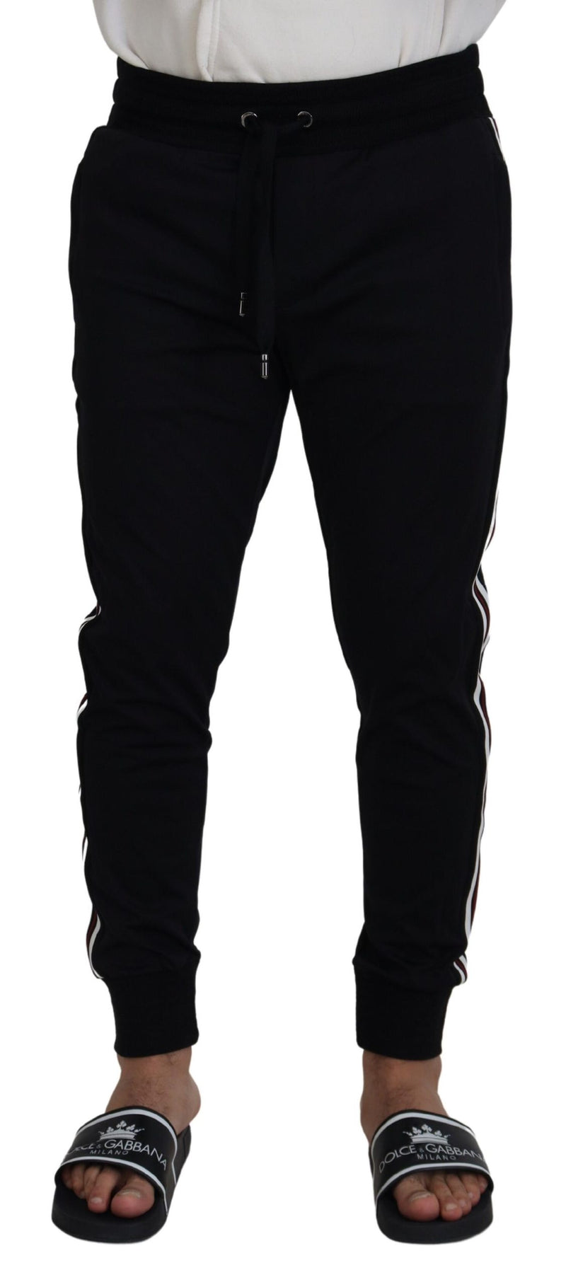 Black DG Print Mens Jogger Pants-Dolce & Gabbana-LabelTerrace.com