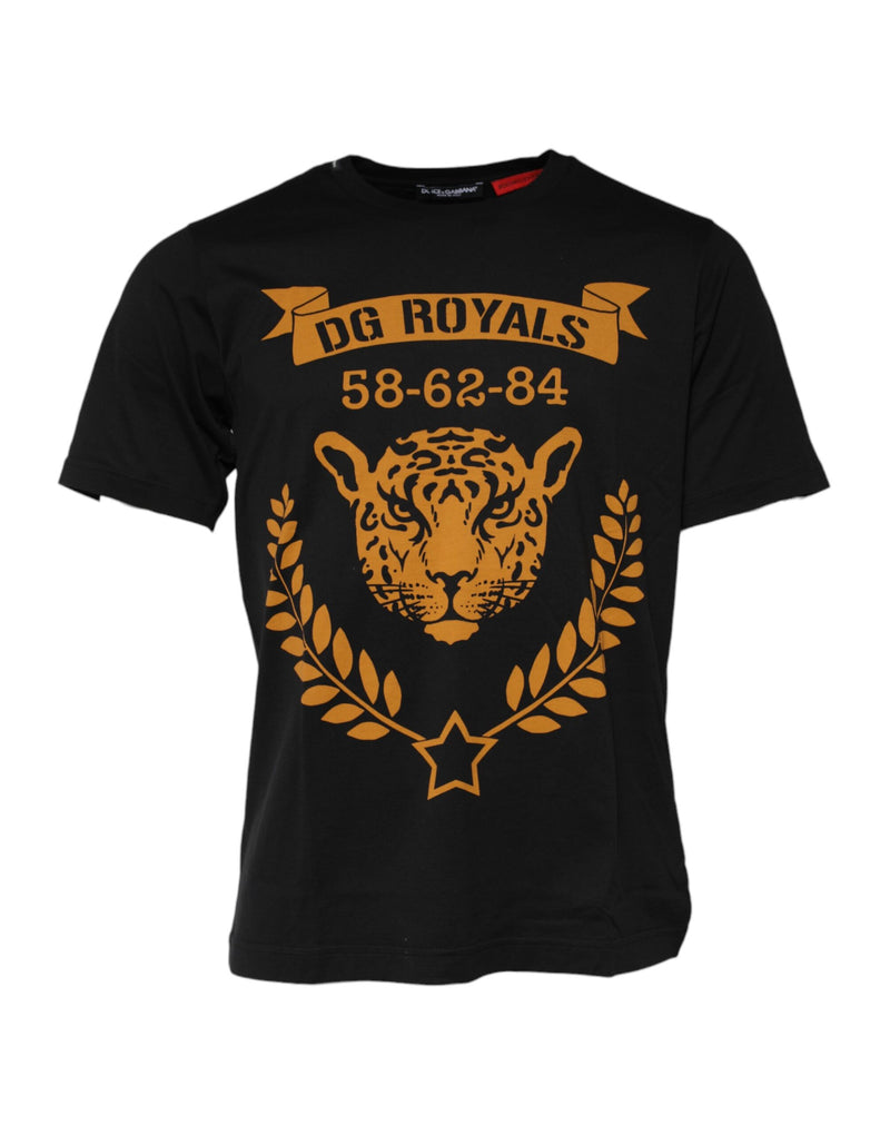 Black DG Royals Cotton Crew Neck T-shirt-Dolce & Gabbana-LabelTerrace.com