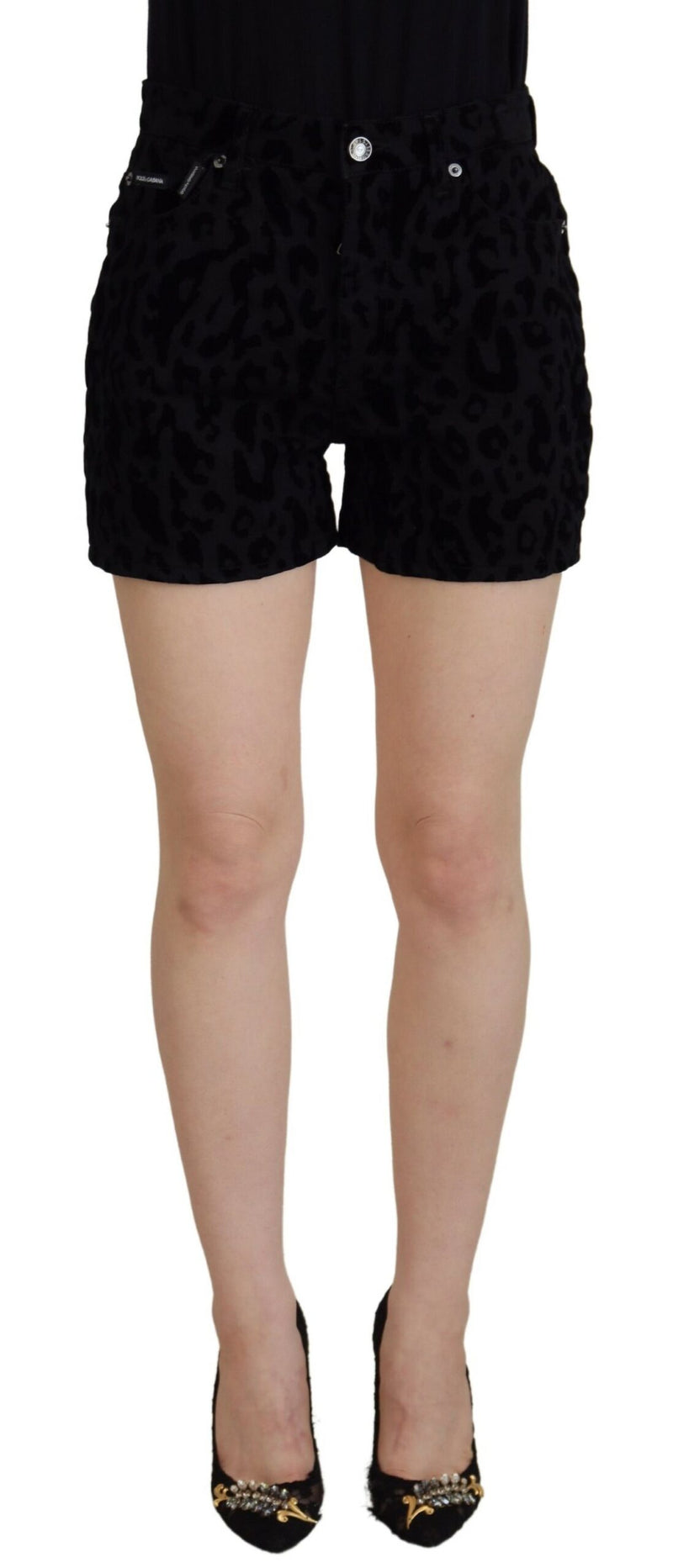 Black Denim Cotton Stretch Hot Pants Shorts-Dolce & Gabbana-LabelTerrace.com