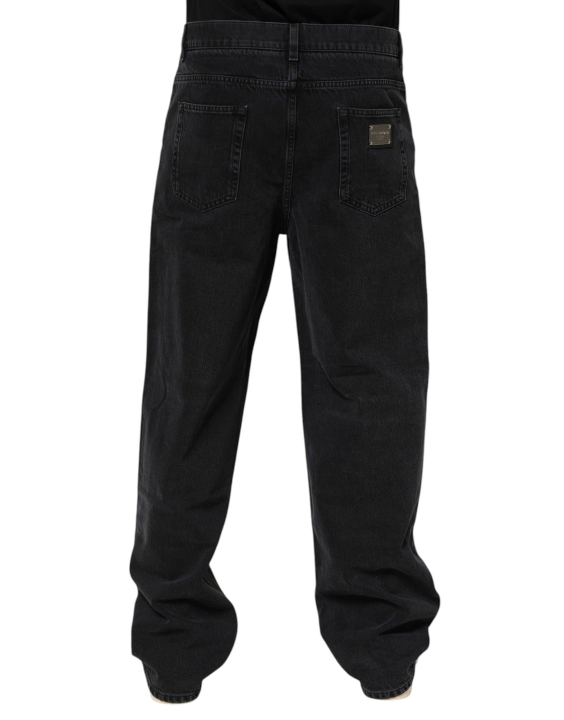 Black Denim Wide Leg Relaxed Fit Pants Jeans