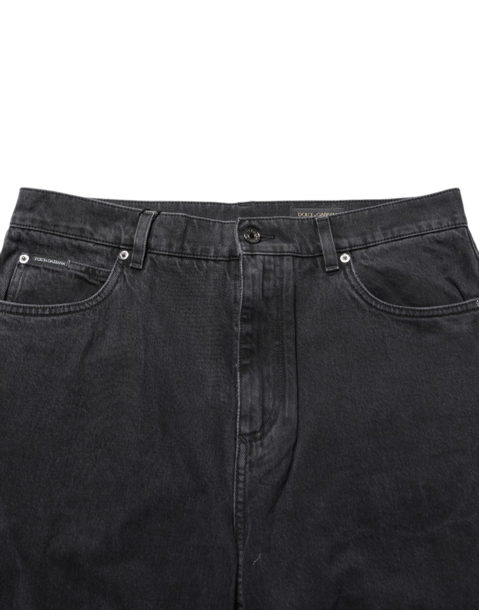 Black Denim Wide Leg Relaxed Fit Pants Jeans
