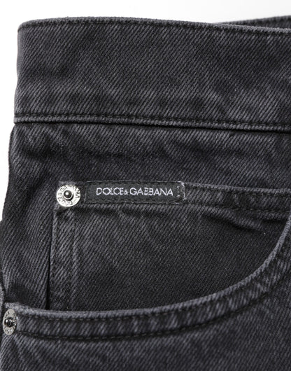 Black Denim Wide Leg Relaxed Fit Pants Jeans