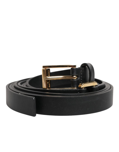 Black Double Strap Leather Gold Buckle Belt-Dolce & Gabbana-LabelTerrace.com