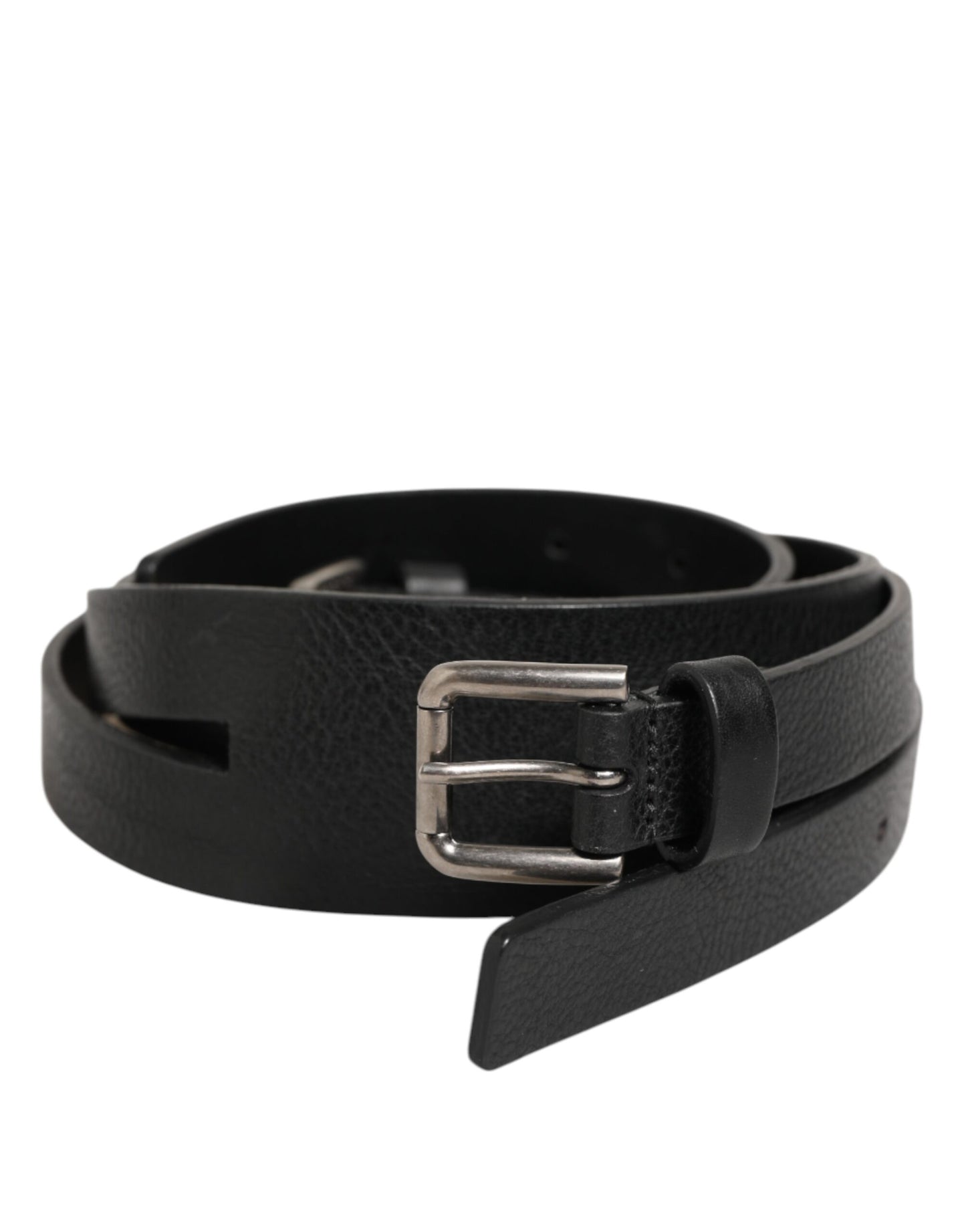 Black Double Strap Leather Gold Buckle Belt