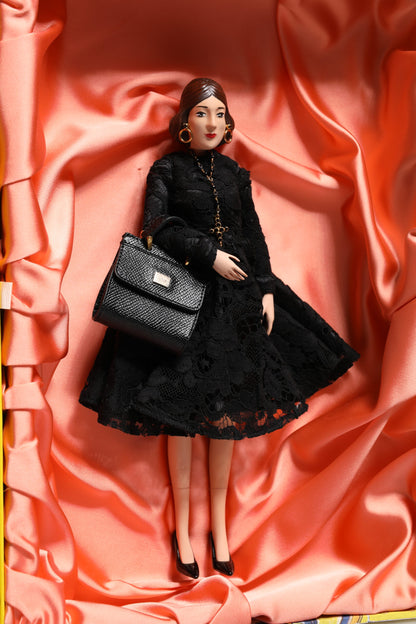 Black Dress Ceramic Porcelain Fashion Leather Sicily Dolls-Dolce & Gabbana-LabelTerrace.com