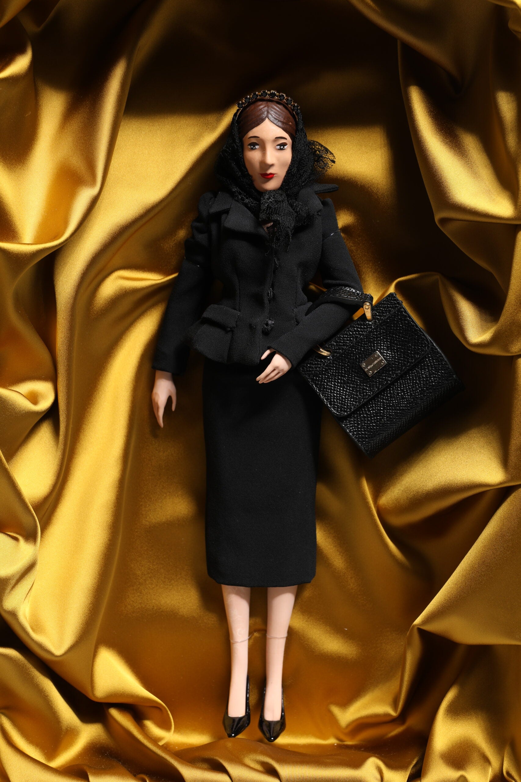 Black Dress Ceramic Porcelain Fashion Leather Sicily Dolls-Dolce & Gabbana-LabelTerrace.com