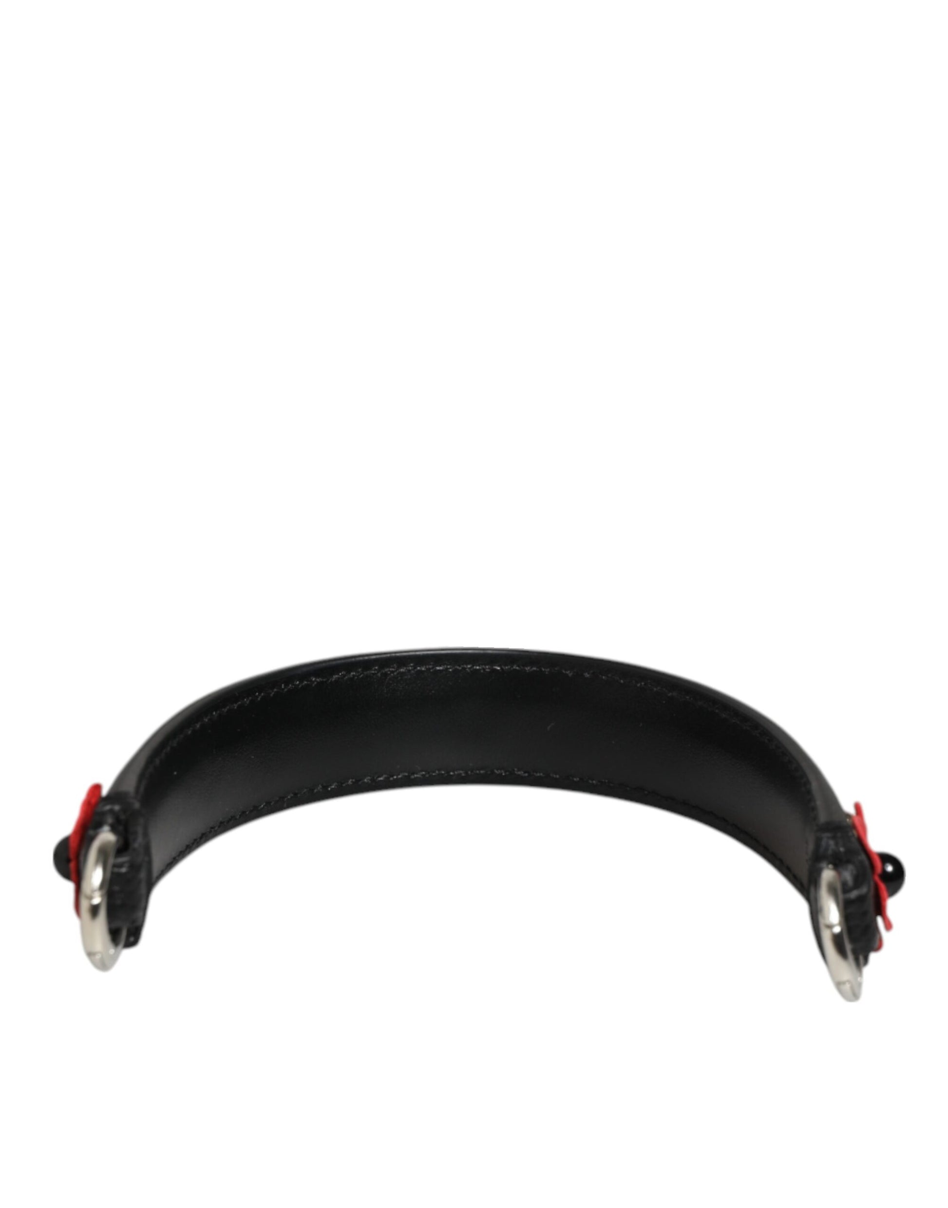 Black Embellished Leather Bag Handle Women Shoulder Strap-Dolce & Gabbana-LabelTerrace.com