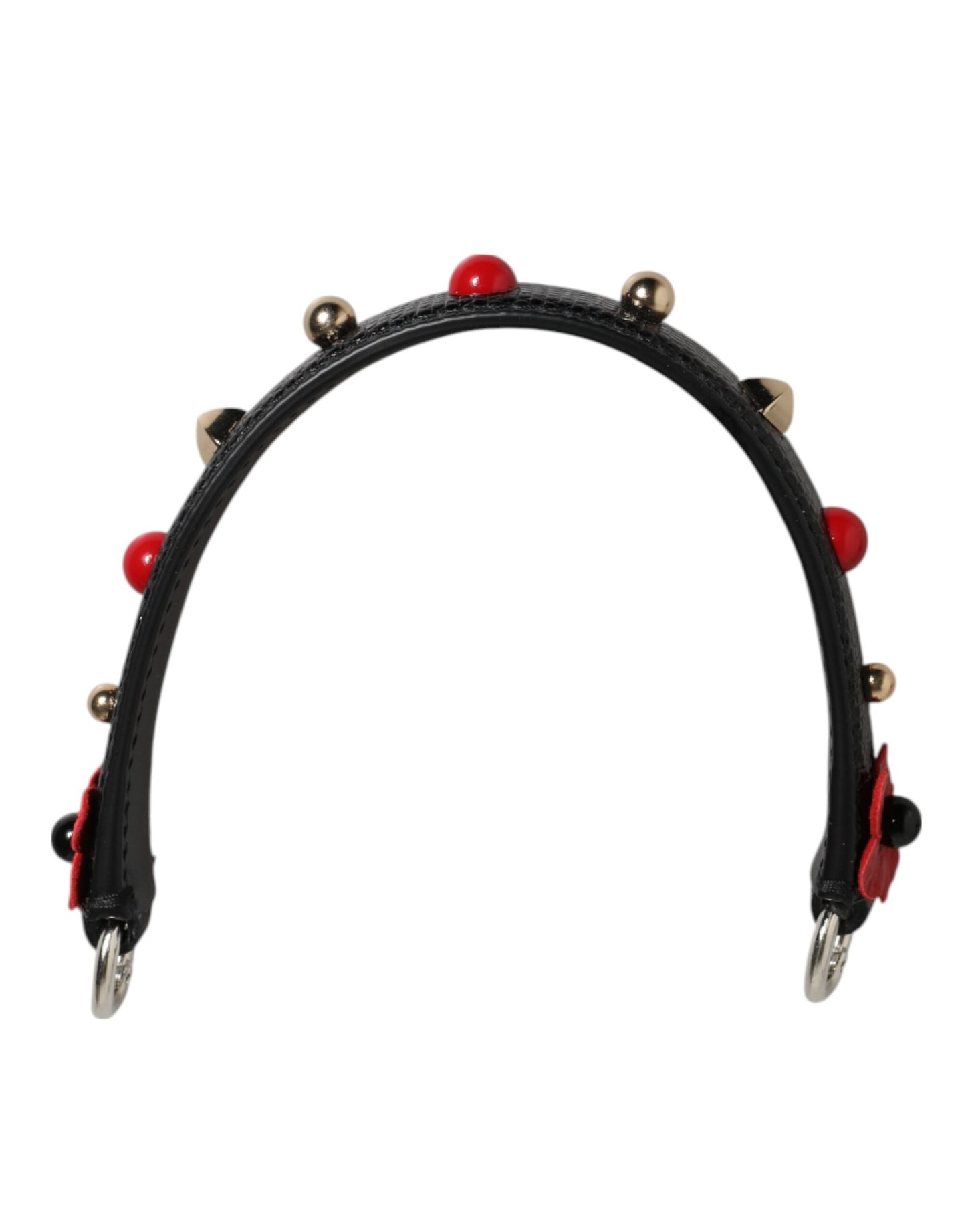 Black Embellished Leather Bag Handle Women Shoulder Strap-Dolce & Gabbana-LabelTerrace.com