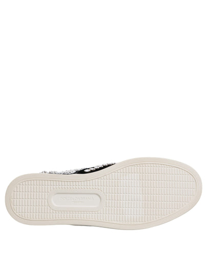 Black Embellished London Men Slip On Shoes-Dolce & Gabbana-LabelTerrace.com