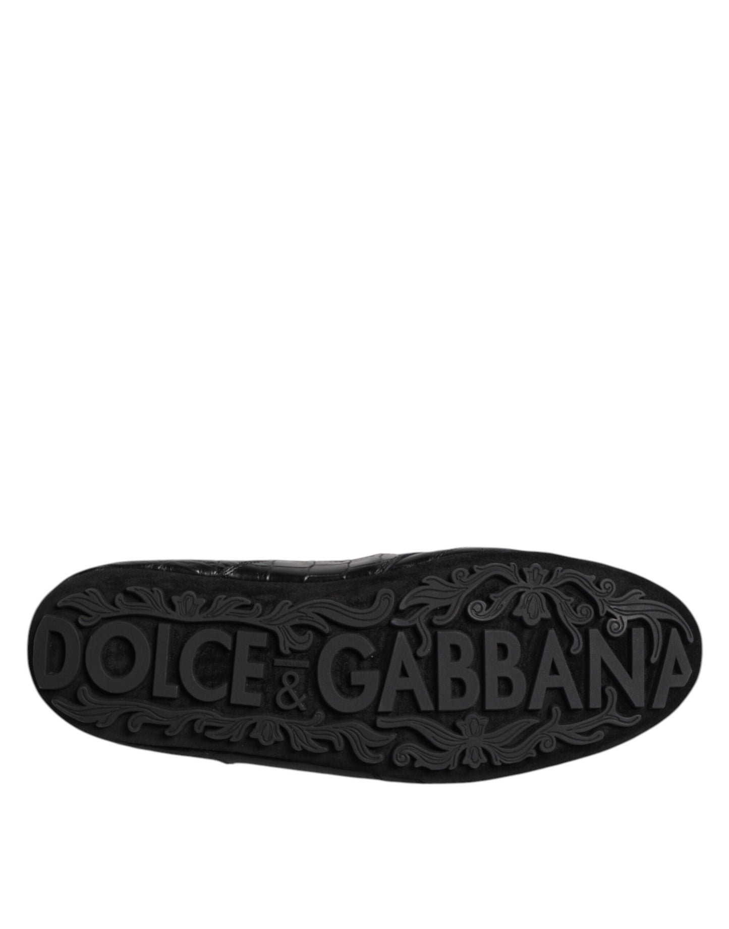 Black Exotic Leather Low Top Sneakers Shoes-Dolce & Gabbana-LabelTerrace.com