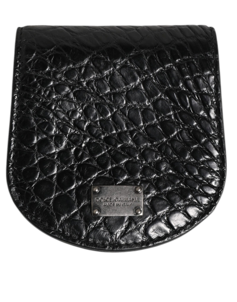 Black Exotic Skin Coin Condom Case Holder Pocket Wallet-Dolce & Gabbana-LabelTerrace.com