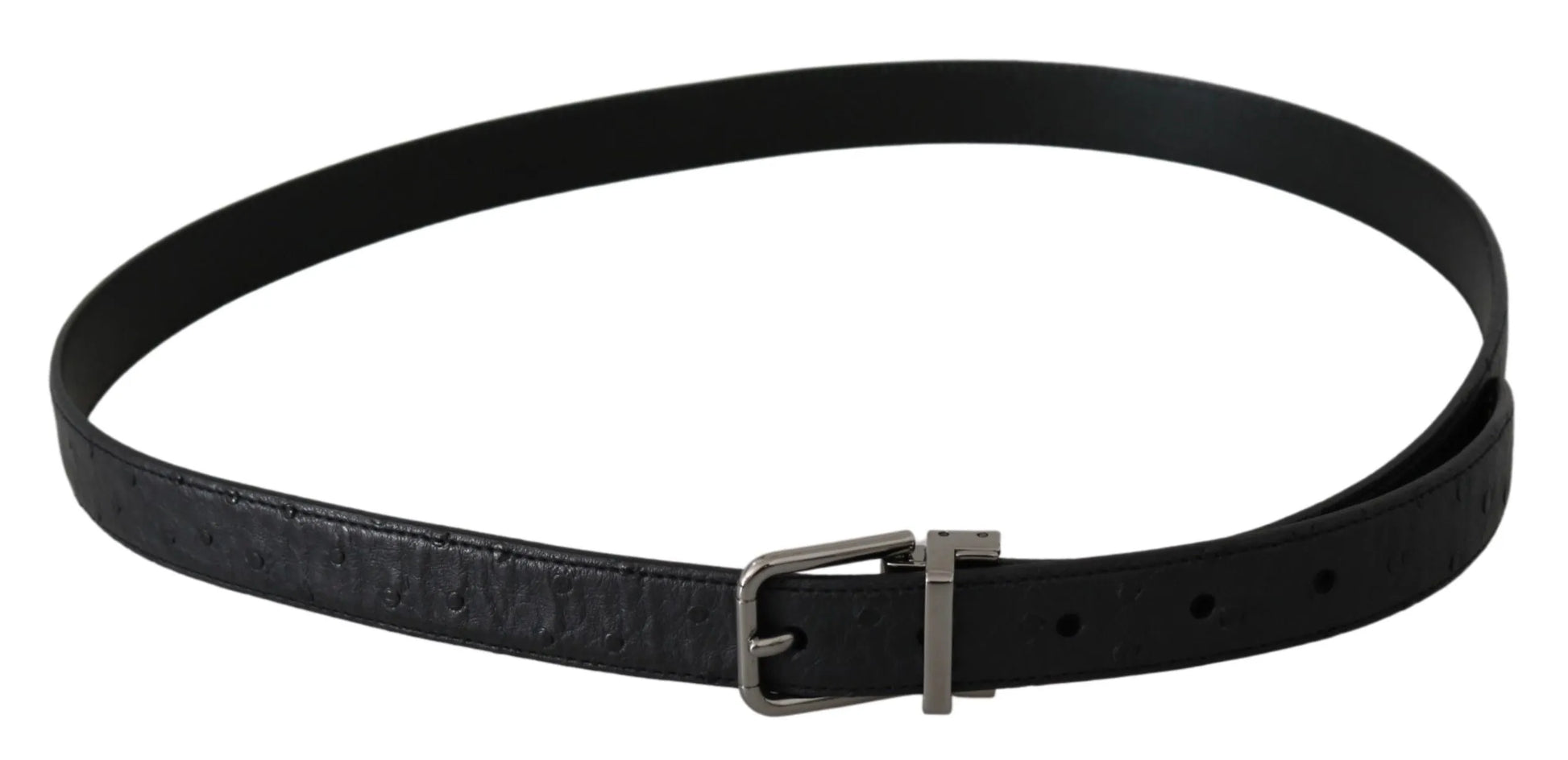 Black Exotic Skin Pattern Silver Buckle Belt-Dolce & Gabbana-LabelTerrace.com